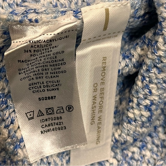NEW Ann Taylor Loft Blue & White Rib Knit Twist Back Textured Sweater Medium - Picture 9 of 9